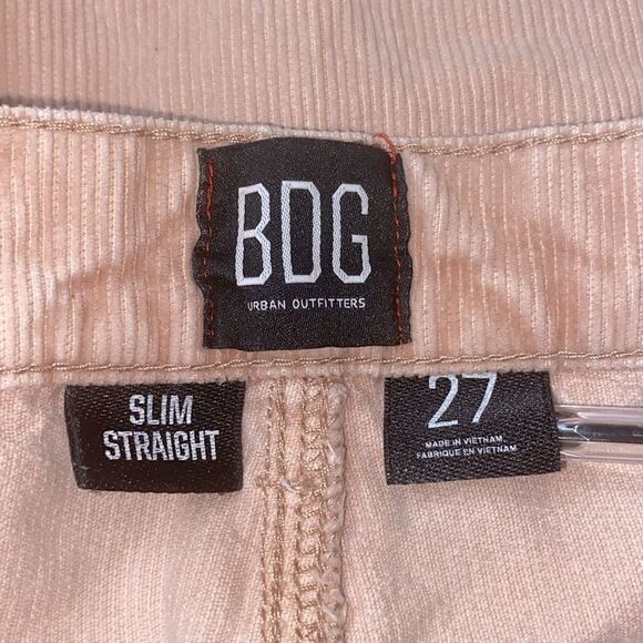 BDG Urban Outfitters Wm’s Sz 27 Pale Pink Corduroy Utility Slim Straight Pantsmp - Picture 3 of 4